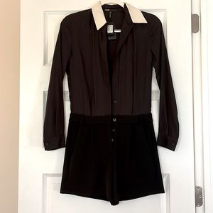 Maje, Black Romper with white leather detachable color. Size: 34